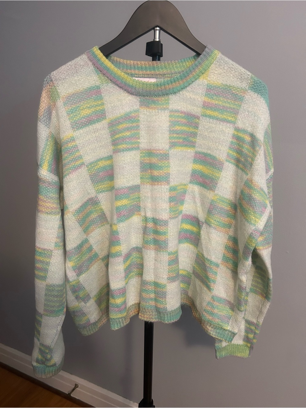 Pink Lily Pastel Striped Crewneck Sweater